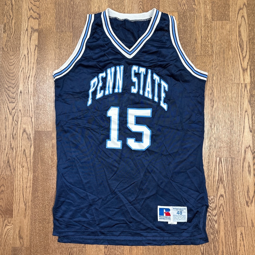 Vintage 90s Russell Penn State Nittany Lions 15 USA Basketball Jersey Mens 48
